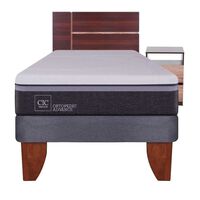 Cama Europea CIC 1,5 Plazas Ortopedic Advance + Respaldo + Velador Enio