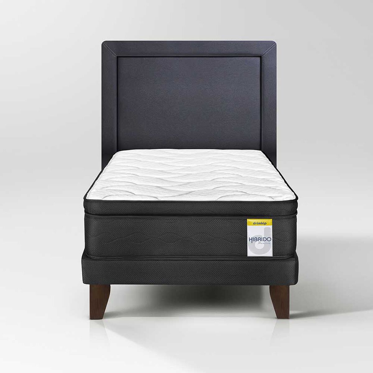 Cama Europea Drimkip 1 Plaza Hibrido Premium + Respaldo