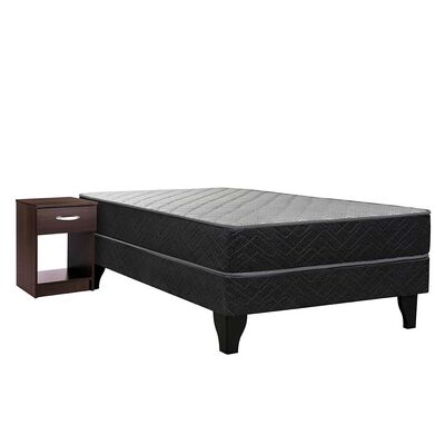 Cama Europea Celta 1 Plaza Evolution Black + Velador Asturias