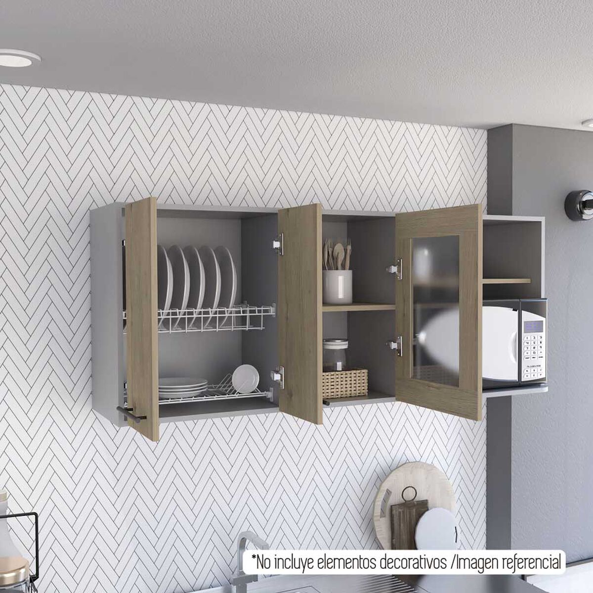 Mueble de Cocina Superior TuHome Hasselt 5 Puertas Gris Rovere