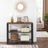 Mesa de Arrimo Fm Furniture Metalwood Colection Marrón Rústico
