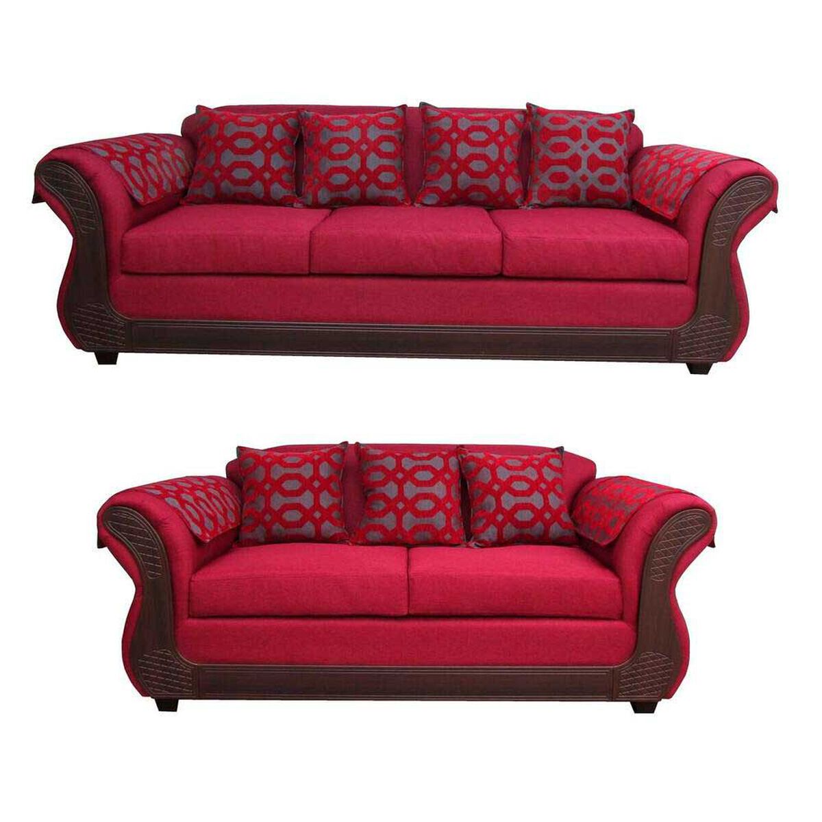 Juego de Living Almore Irlanda Sof&aacute; 3 Cuerpos + Sof&aacute; 2 Cuerpos Rojo