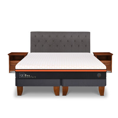 Imagen 1 del producto Cama Europea CIC Base Dividida King Bee Comfort + Respaldo + 2 Veladores