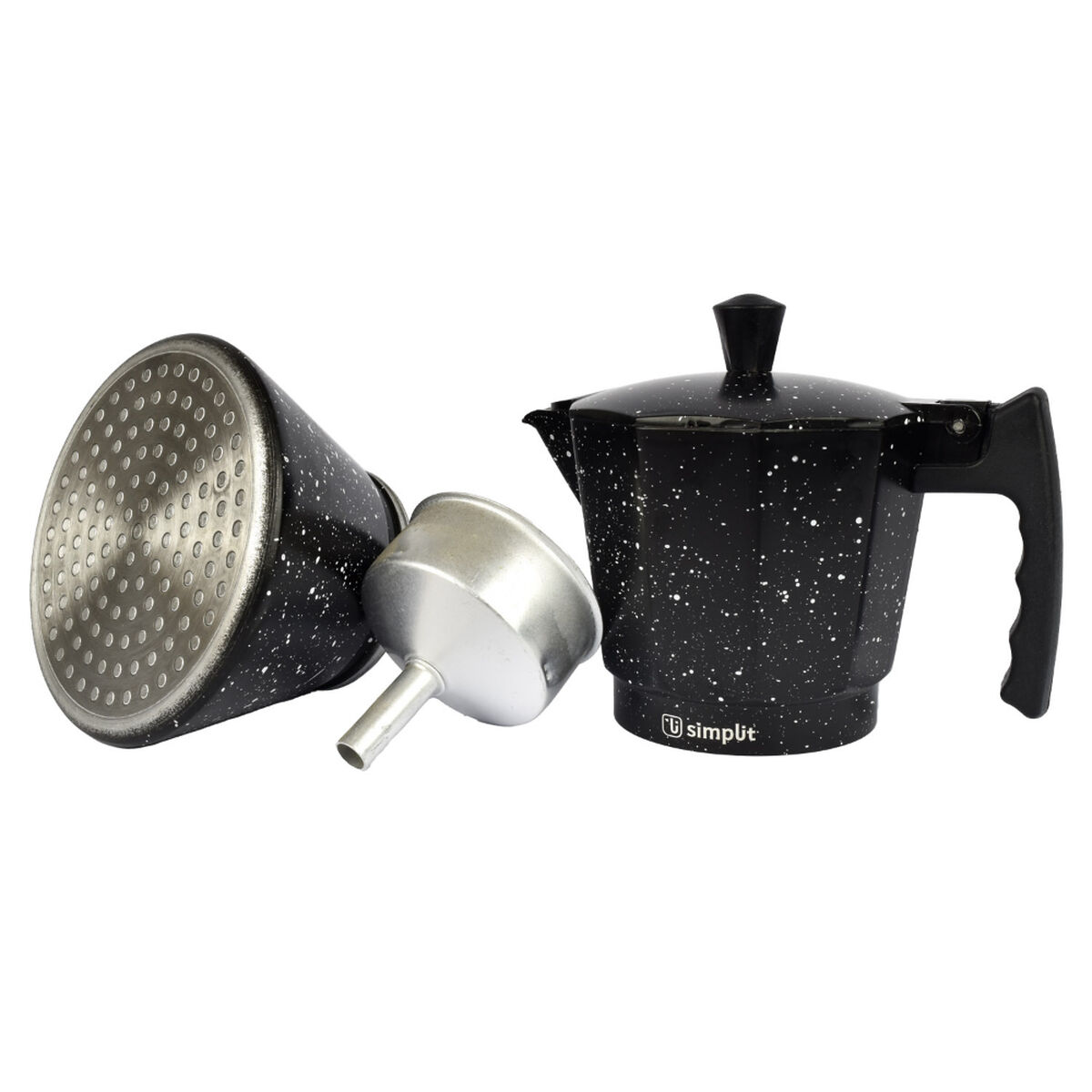 Cafetera Italiana Granito Aluminio Simplit Negro 4 Tazas