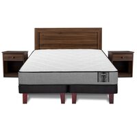 Cama Europea Flex 2 Plazas Star + 1 Respaldo + 2 Veladores