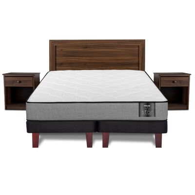 Imagen 1 del producto Cama Europea Flex 2 Plazas Star + 1 Respaldo + 2 Veladores