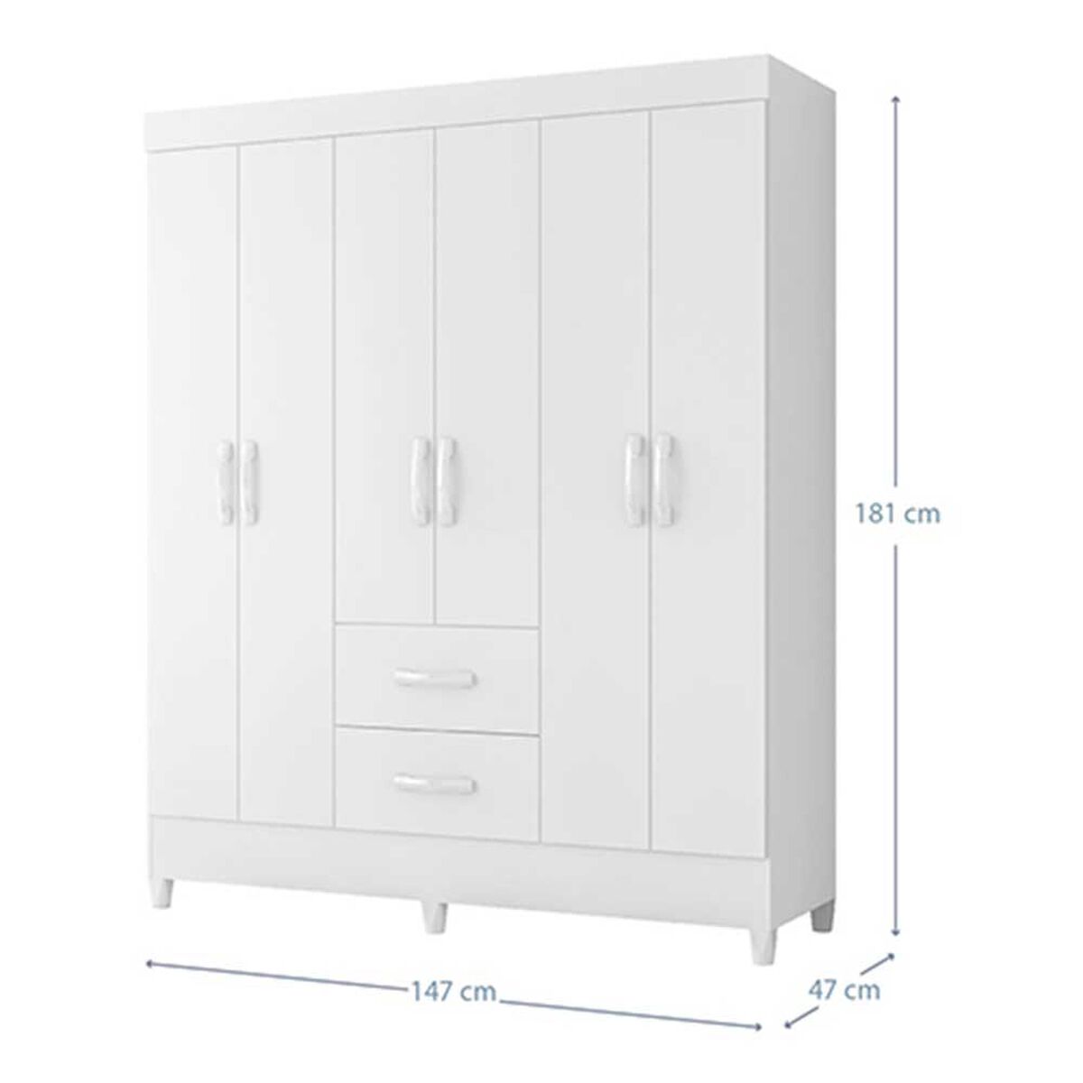 Clóset Vekkahome Mobi 6 Puertas 2 Cajones Blanco