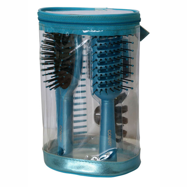 Set de Dos Cepillos, Un Peine, 12 Elásticos y Clip de Agarre