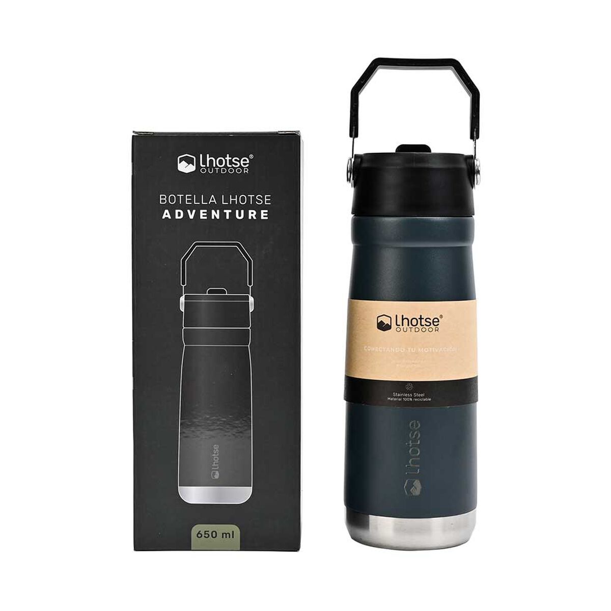 Botella Térmica Insulada Adventure 650ml Black Lhotse