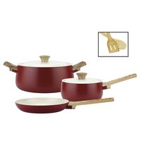 Batería de Cocina Aluminio Forjado Fantuzzi Biella Rojo 7 Piezas