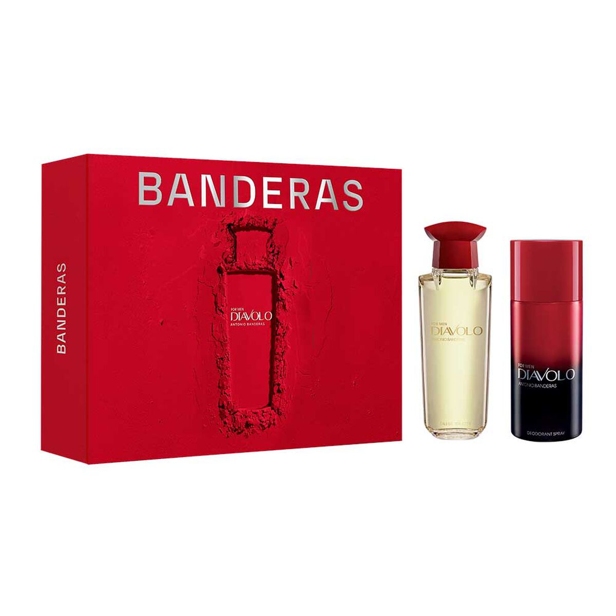 Set Perfume Antonio Banderas Hombre Diavolo For Men Eau de Toilette 100 ml + 24h Desodorante Spray For Men 150 ml