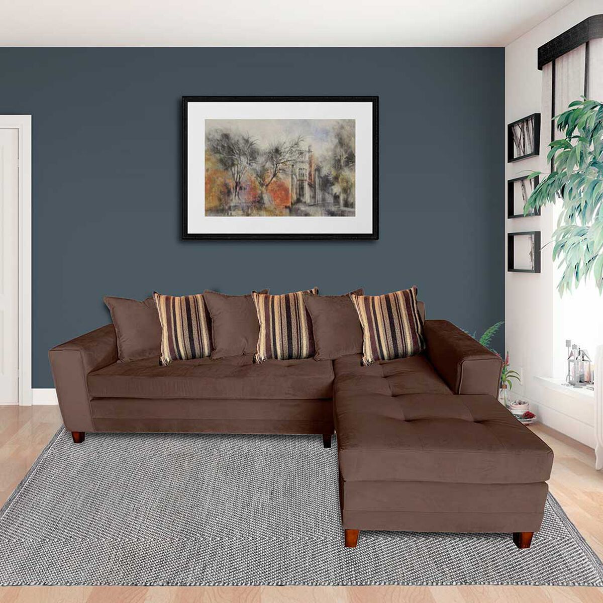 Sofá Seccional Living Factory Venecia 5 Cuerpos Chocolate