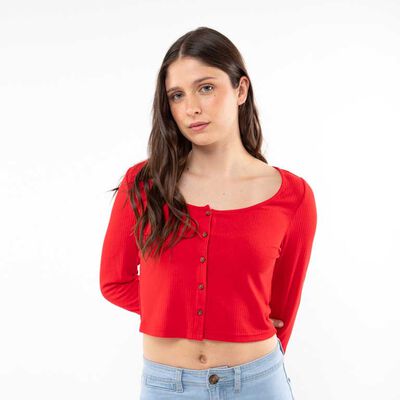 Polera Crop Manga Larga Mujer Icono