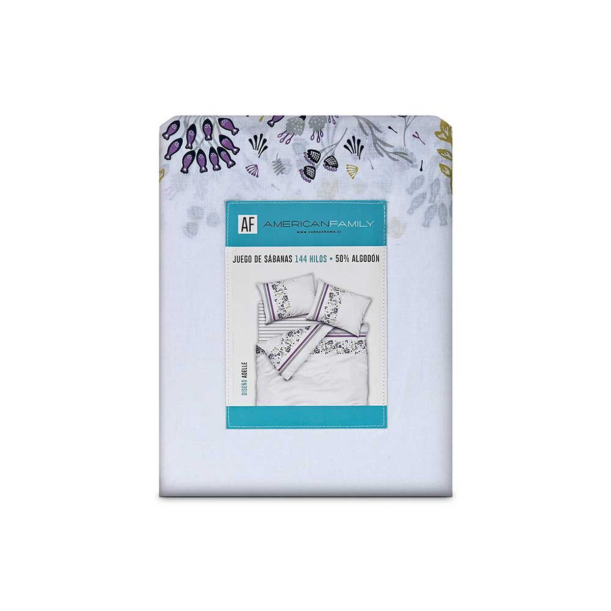 Juego de S&aacute;banas American Family 1 Plaza 144 Hilos Adel Gris