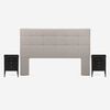 Cama Europea Rosen Base Dividida Súper King Tempo + Respaldo + 2 Veladores Issey Niebla