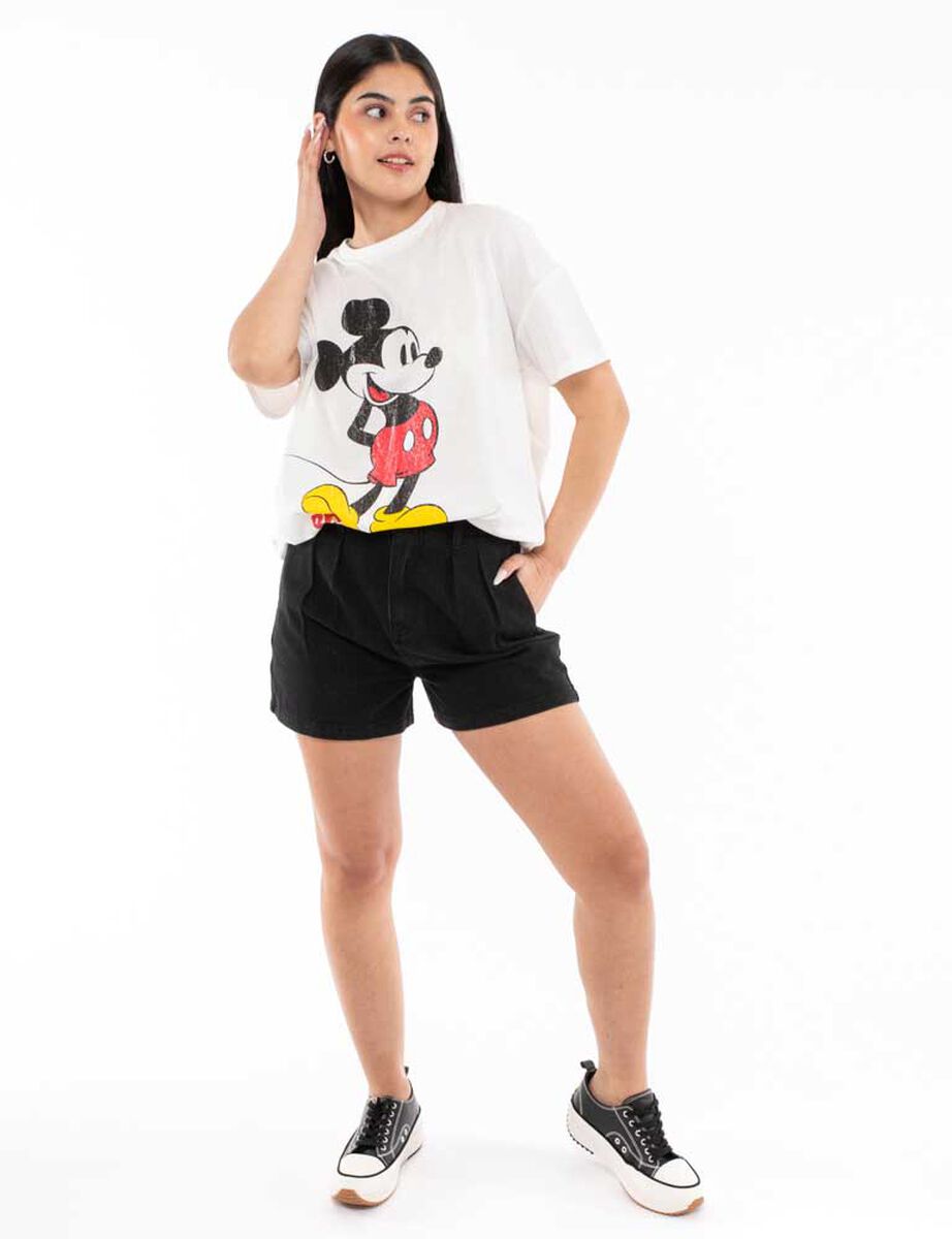 Polera Con Dibujo Animado Oversized Manga Corta Mujer Icono