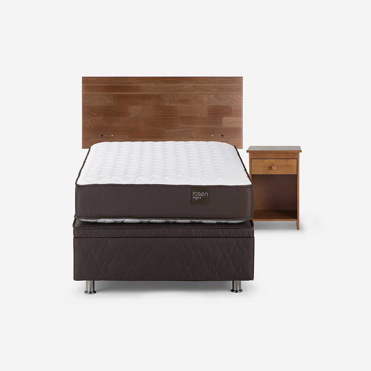 Boxet Rosen 1 Plaza Ergo T + Respaldo + Velador Tabor Caramelo