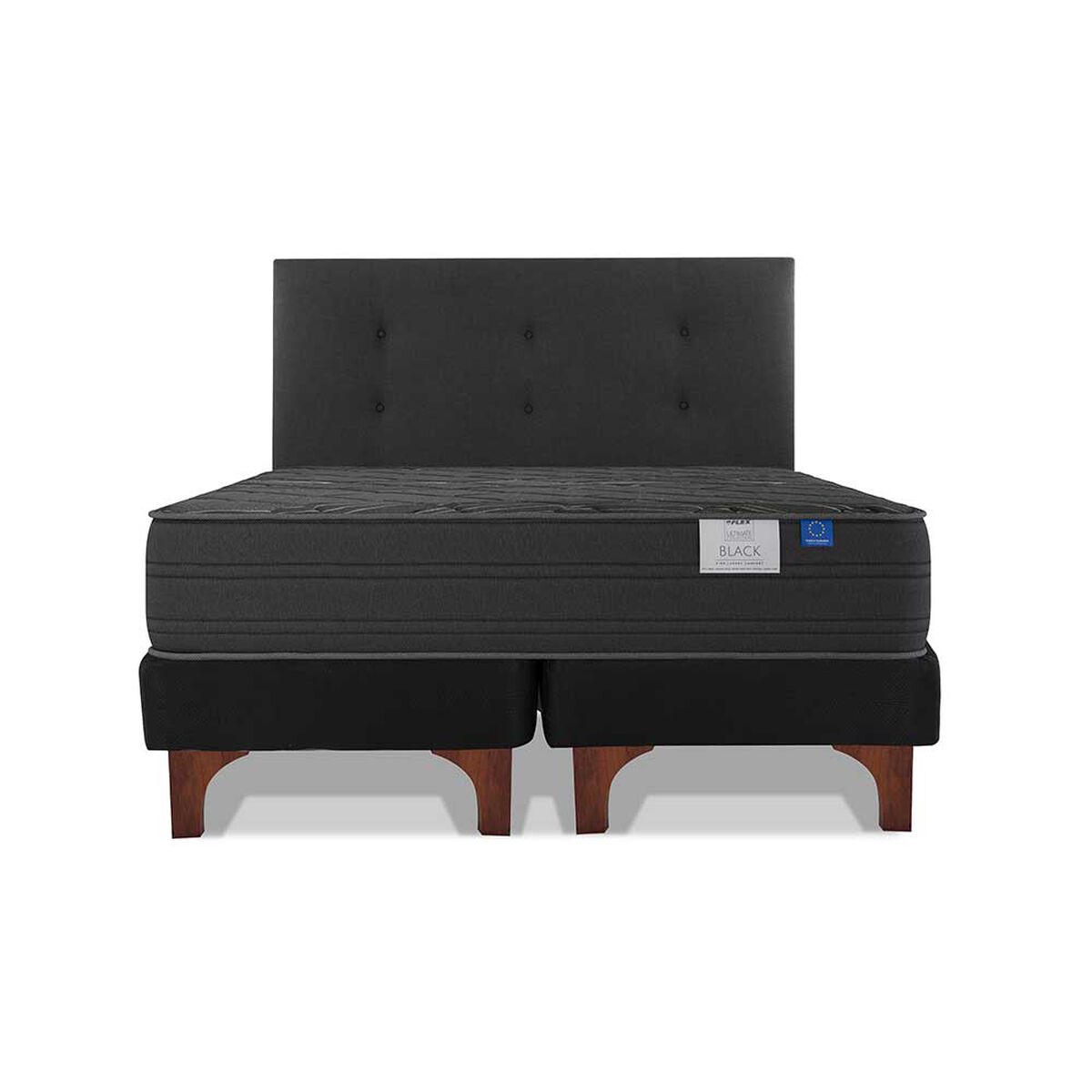 Cama Europea Flex Base Dividida 2 Plazas Black + Respaldo