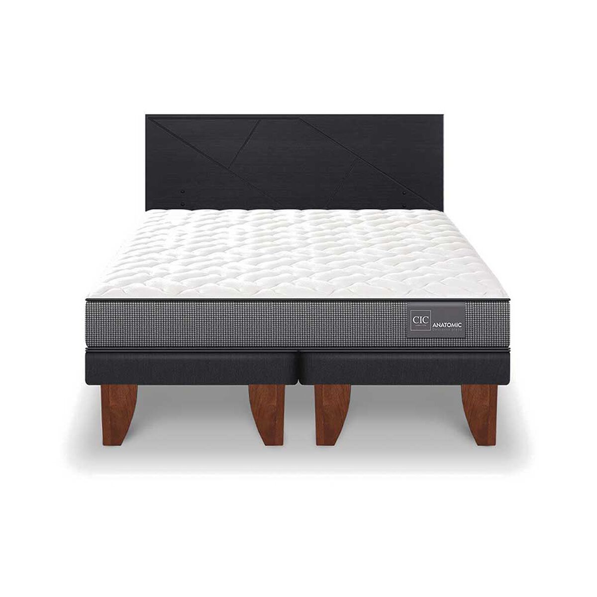 Cama Europea CIC Base Dividida King Anatomic + Respaldo Villarrica Negro