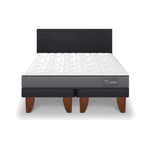 Cama Europea CIC Base Dividida King Anatomic + Respaldo Villarrica Negro