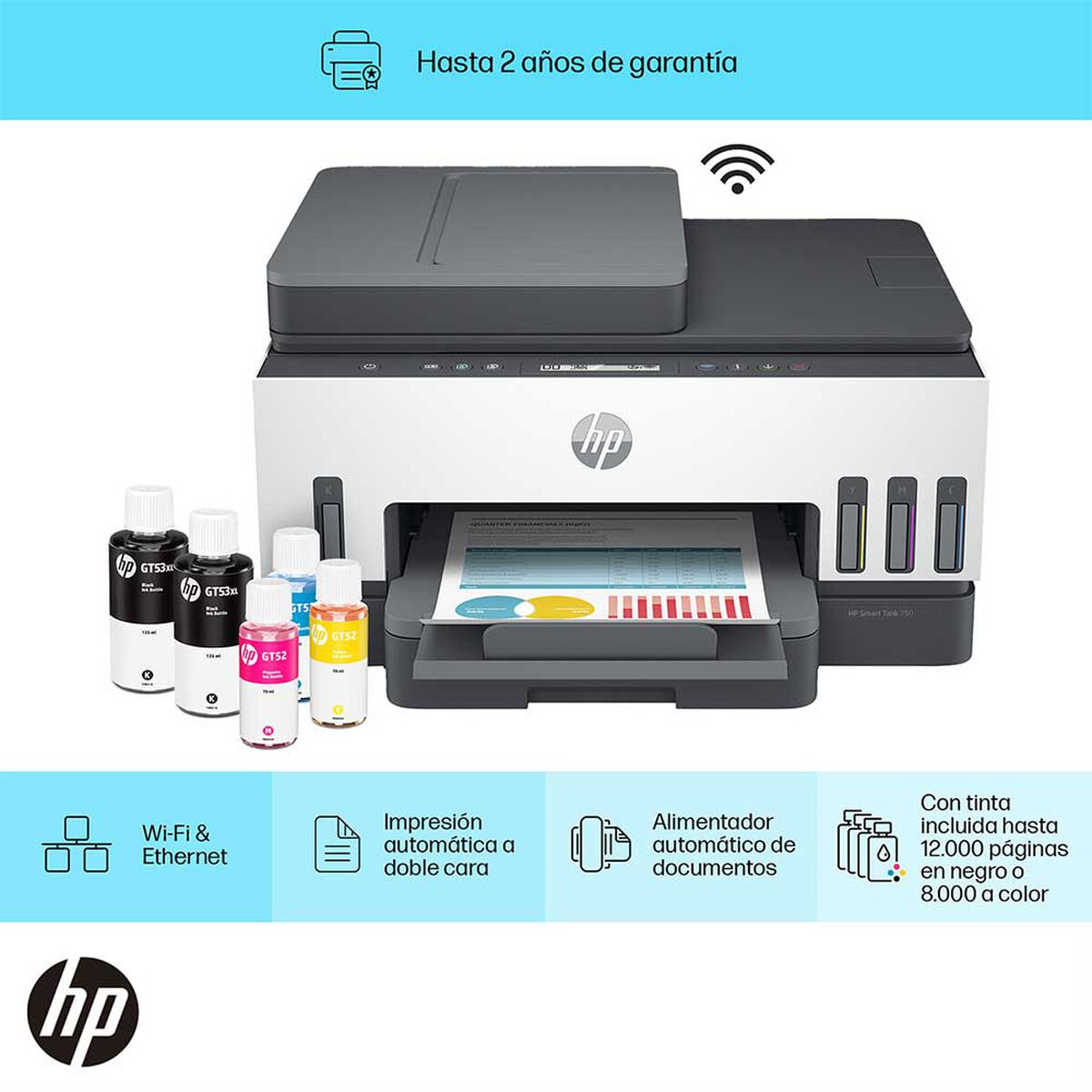 Multifuncional HP Tanque de Tinta Smart Tank 750