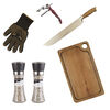 Set Parrillero Wayu Tabla + Cuchillo Carnicero + Guante + Sacacorchos Manual + Mix de Sales