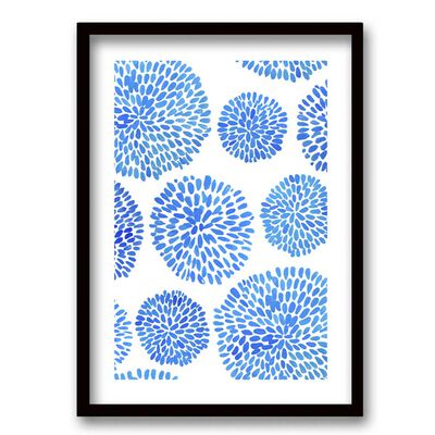 Cuadro Decorativo Retela Flores Azul Acuarela 50 x 35 cm