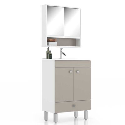 Combo Baño Vanitorio + Espejos Home Mobili City Beige