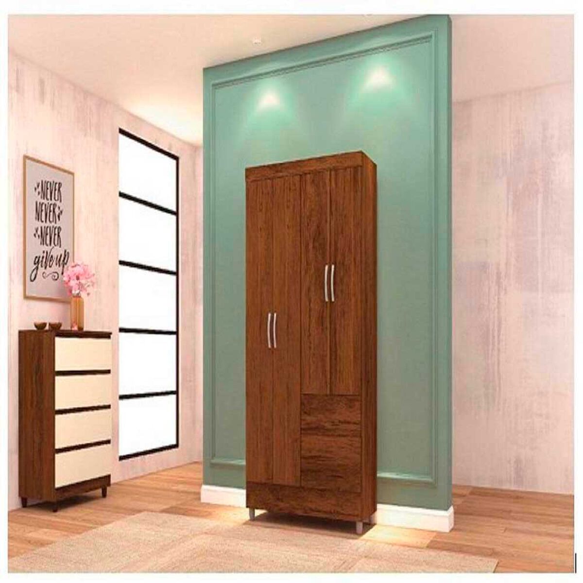 Cl&oacute;set KEA Ideal 4 Puertas 2 Cajones Rustico