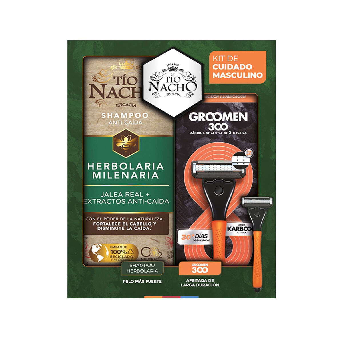 Pack Tío Nacho 1 Shampoo Herbolaria 415 ml + Groomen 300