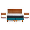 Cama Europea Latam Home 2 Plazas New Top Tela Velvet Azul Petroleo + Maderas Orion