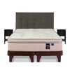 Cama Europea Flex Base Dividida 2 Plazas Maximo Cobre + Respaldo Design Grafito + 2 Veladores Rover