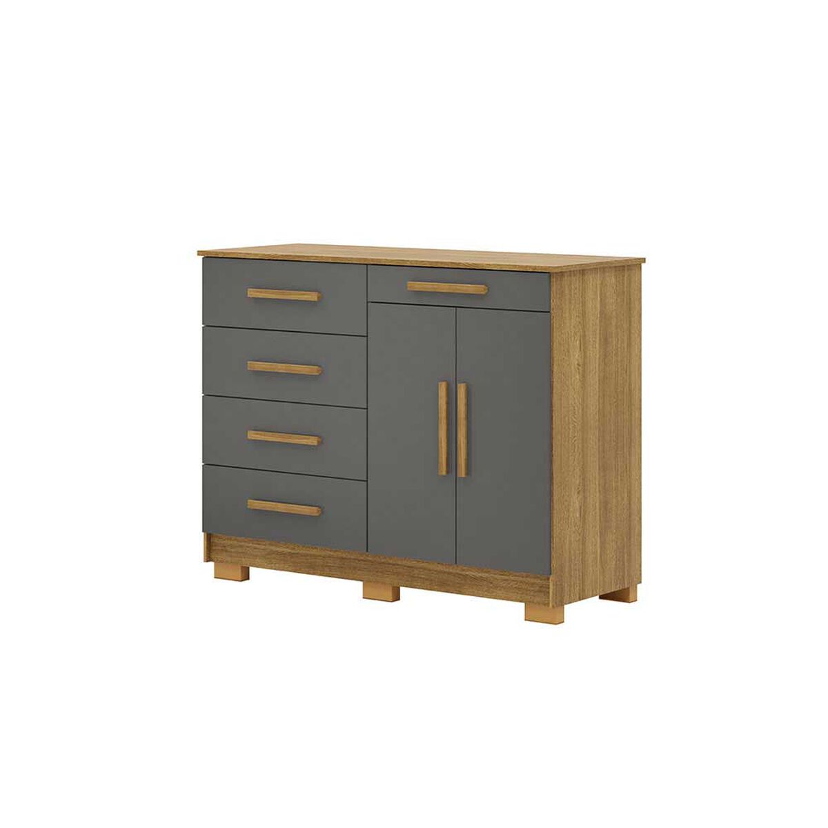 C&oacute;moda Vekkahome Americana 5 Cajones 2 Puertas Gris