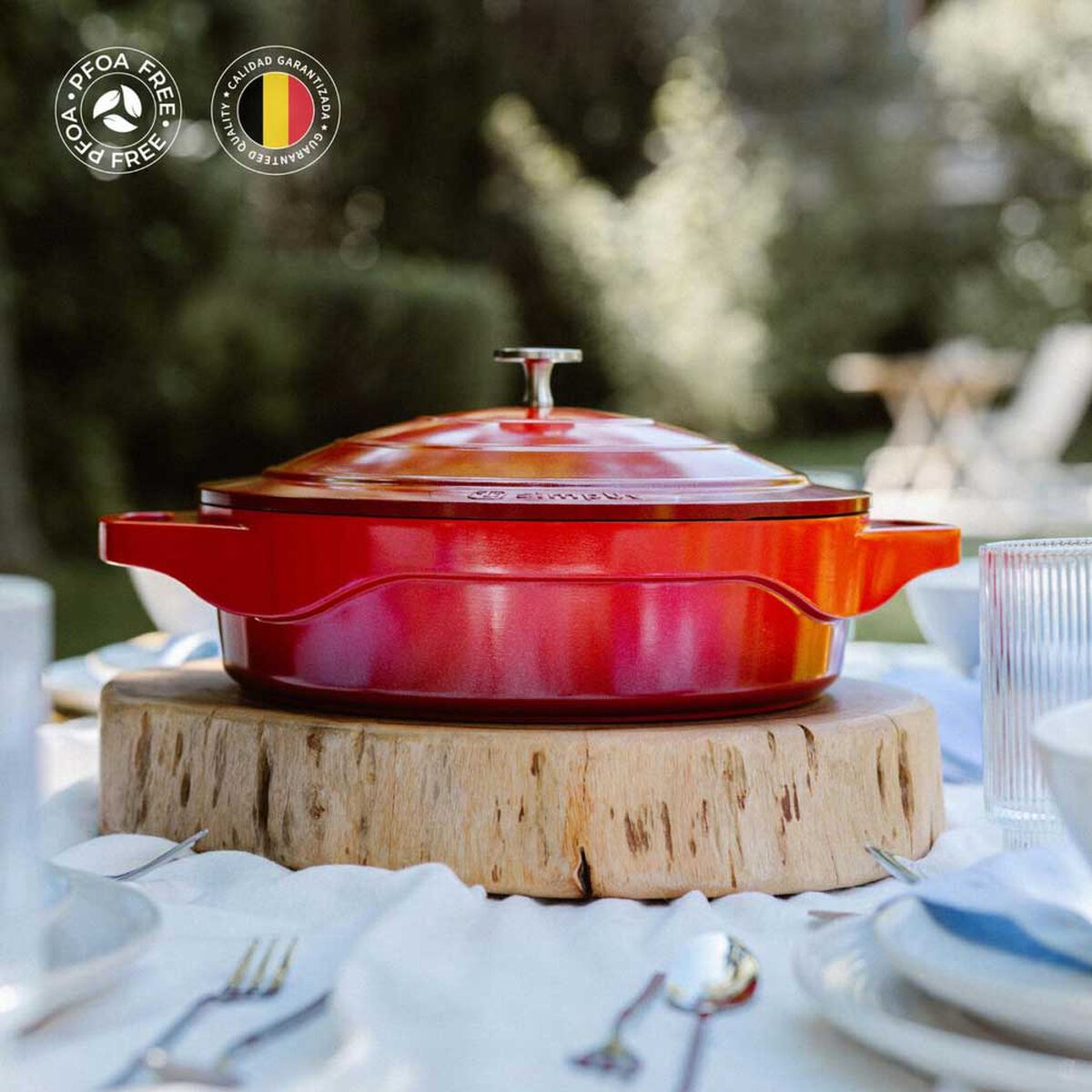 Olla Cacerola Antiadherente Aluminio Fundido Simplit Toulouse 28 cm Rojo