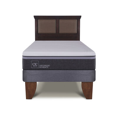 Cama Europea CIC 1,5 Plazas Ortopedic Advance + Respaldo New Torino Chocolate