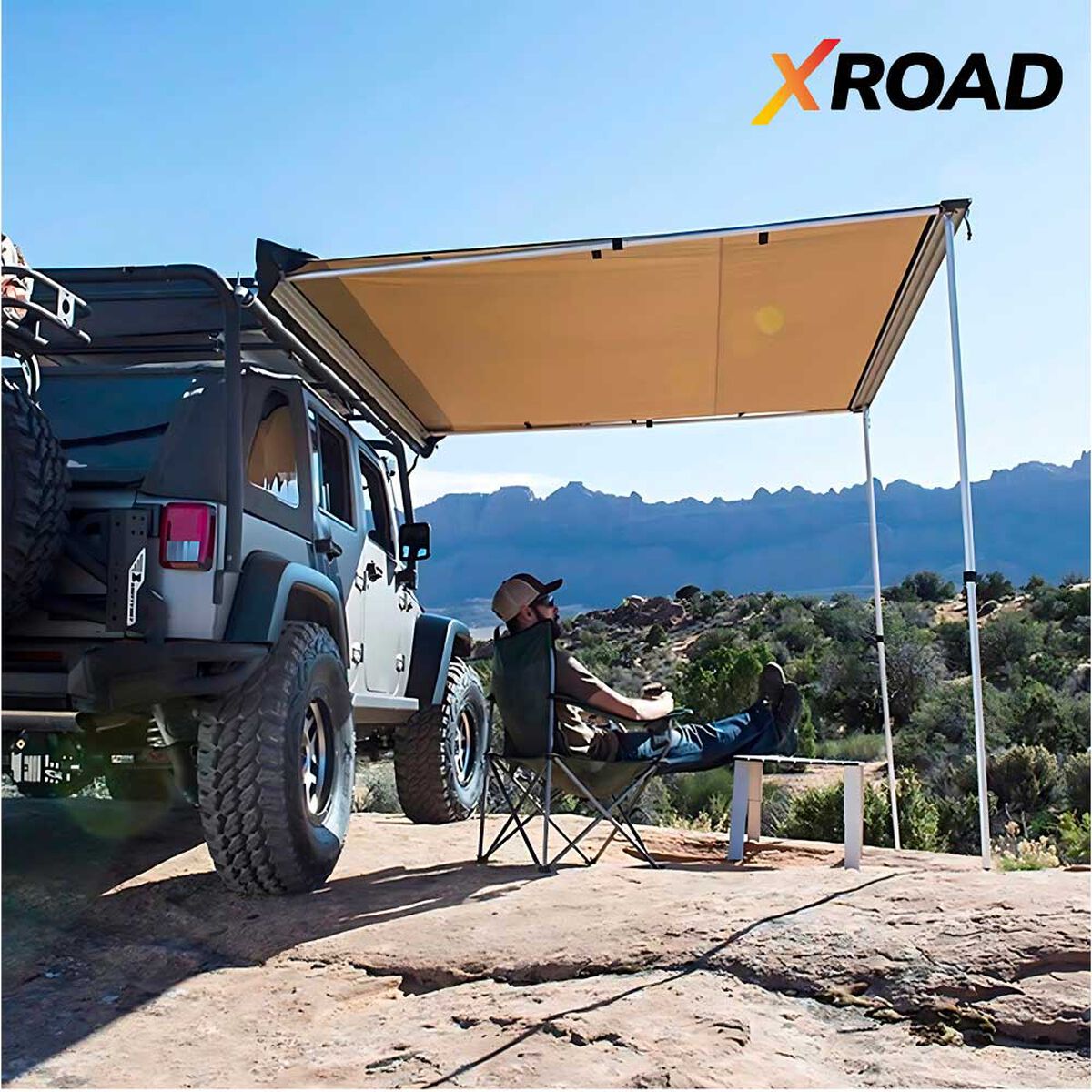 Toldo Camping Lateral Para Auto Techo Xroad Beige