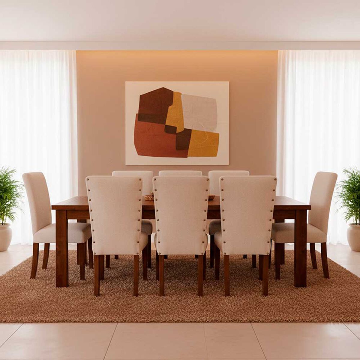 Juego de Comedor Living Factory Teka 8 Sillas Beige