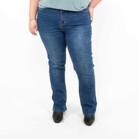 Jeans Straight Mujer Icono Azul, Celeste, Negro