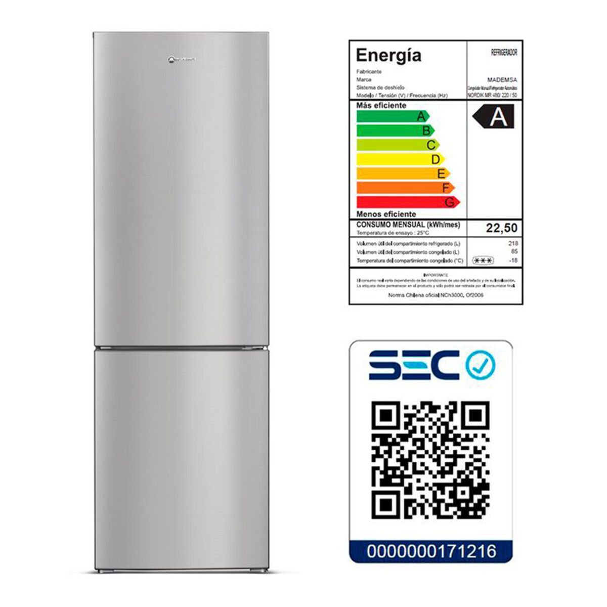 Refrigerador Frío Directo Mademsa MR 480 Plus 303 lts.