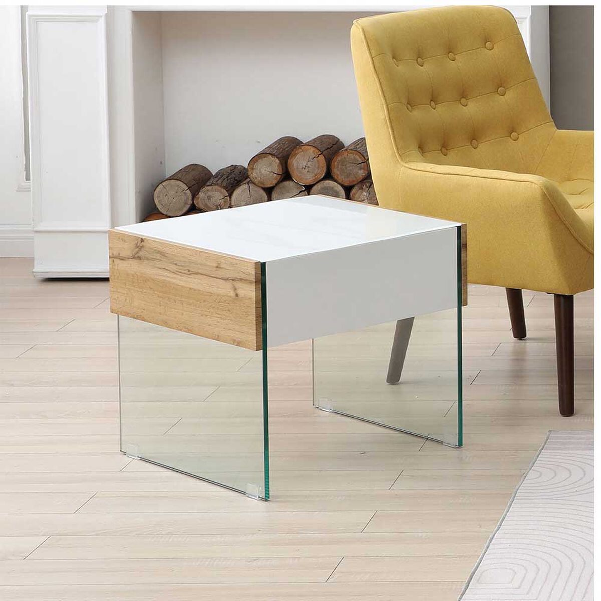 Mesa Lateral Favatex Anna Blanco Madera