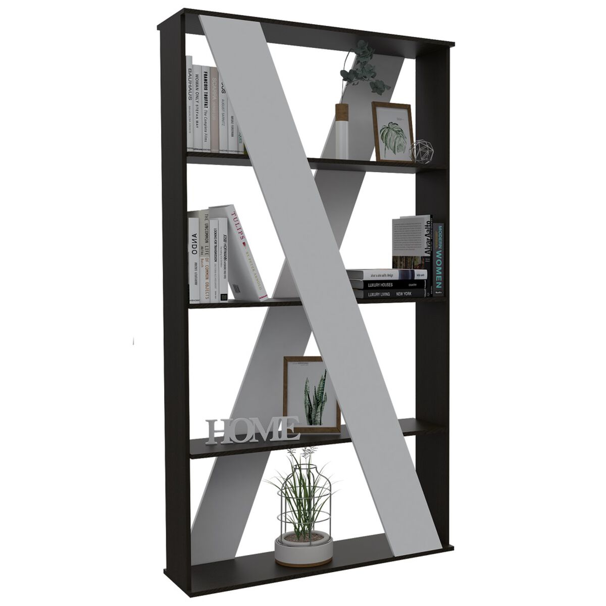 Combo Biblioteca Cubo + Separador de Ambientes TuHome Beijing Wengue/Blanco