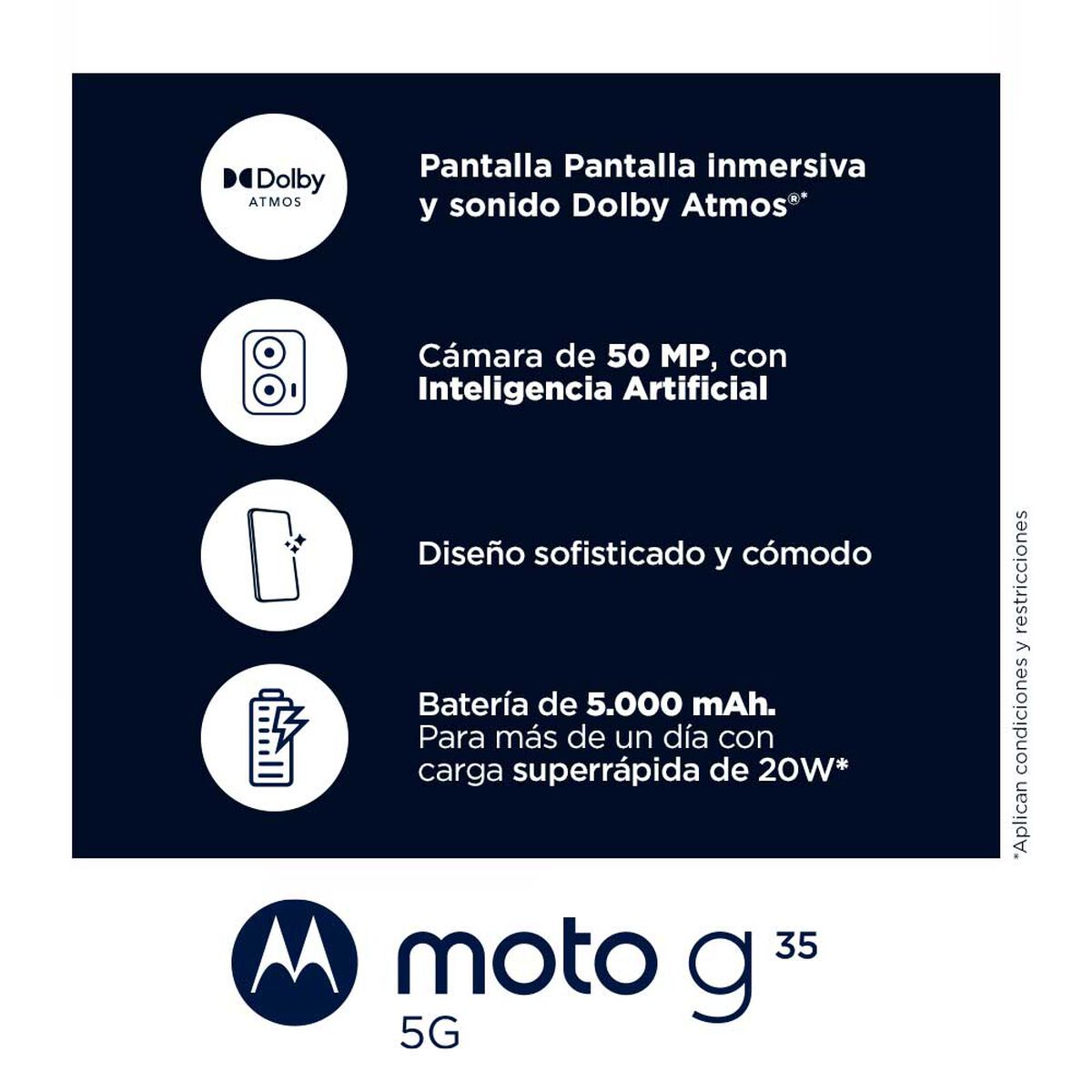 Smartphone MOTO G35 5G 128 GB 6,7" Negro Liberado