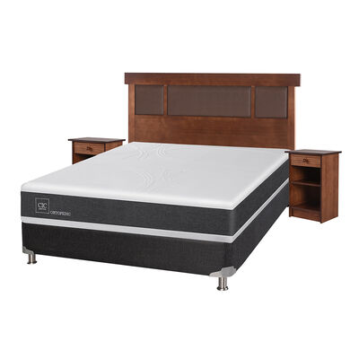 Imagen 2 del producto Box Spring CIC 2 Plazas New Ortopedic + Respaldo + 2 Veladores New Dublin