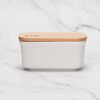 Mantequillero de Cerámica Tapa Bamboo 300 ml Simplit Blanco
