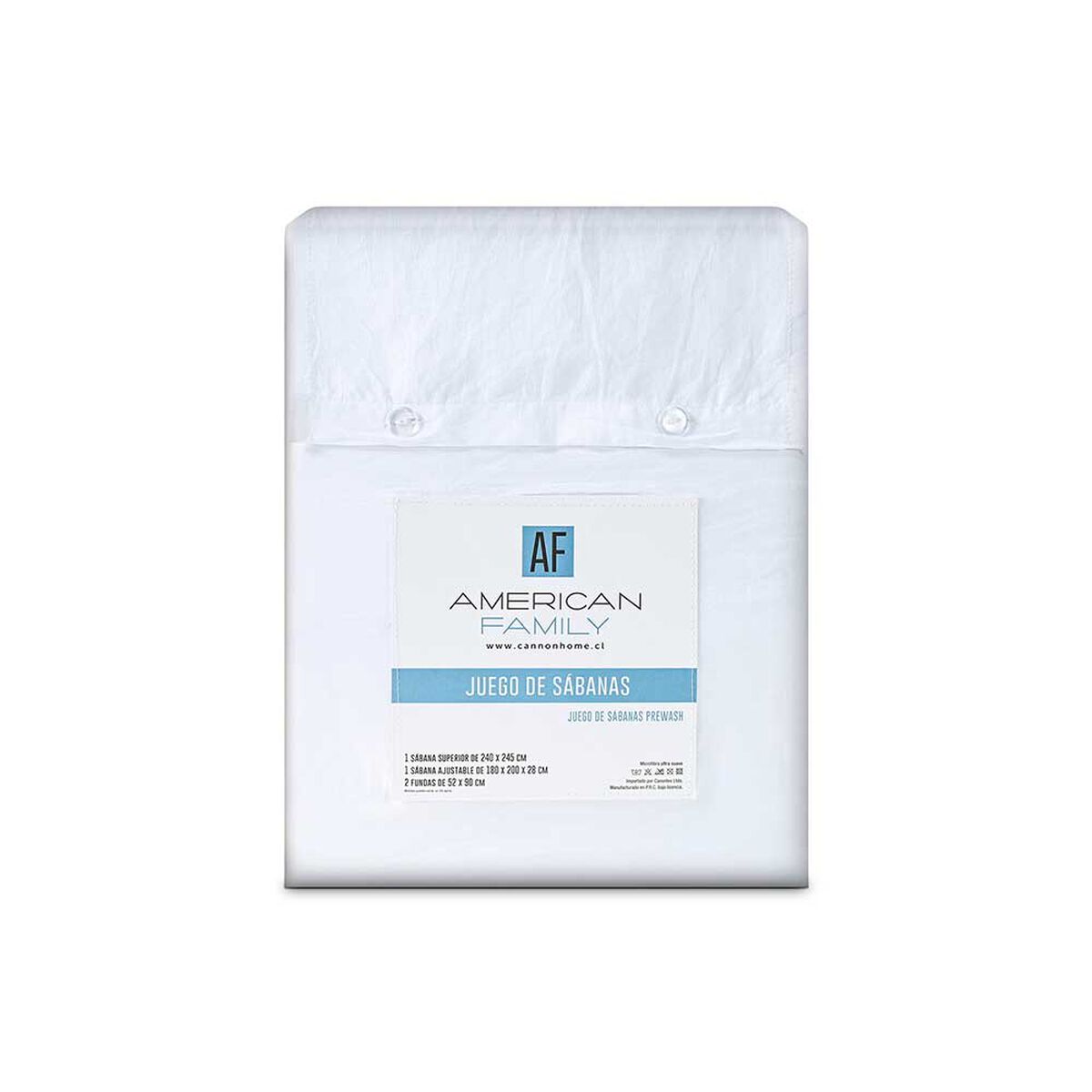 Juego de S&aacute;banas American Family King Liso Prewash Blanco