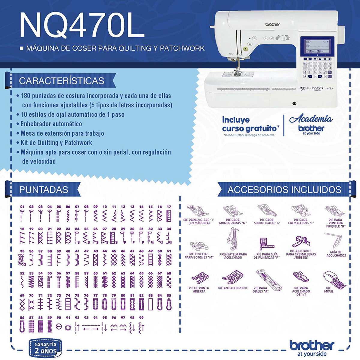 Máquina de Coser Brother para Quilting y Patchwork NQ470L