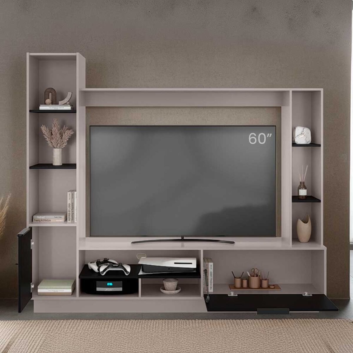 Estante TV TuHome Marsella Hasta 60" Fresno Europeo Y Wengue