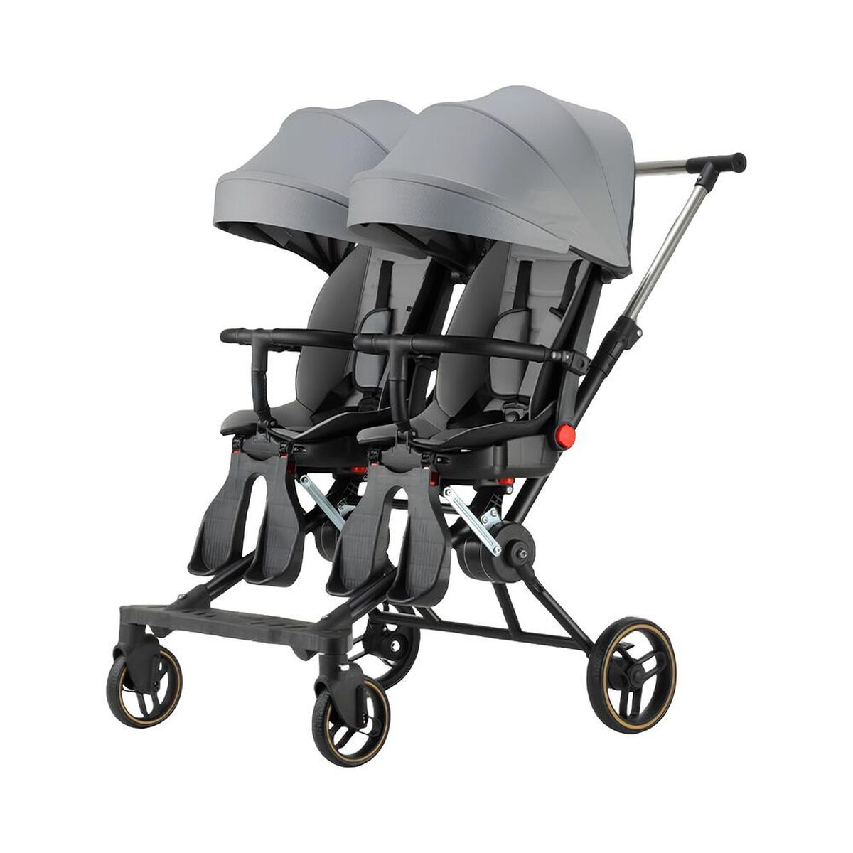 Coche Doble con Mesita de Comer Reclinable Gris LuBabycas