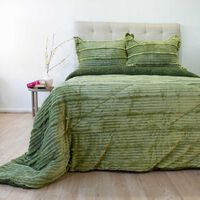 Cubrecama Doral 2 Plazas Touch Nebula Sherpa Verde