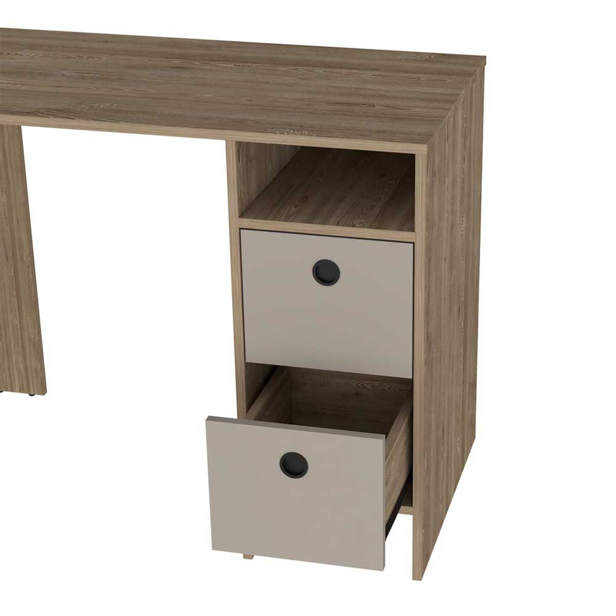 Escritorio Recto TuHome Khali 2 Puertas 2 Cajones Miel Taupe